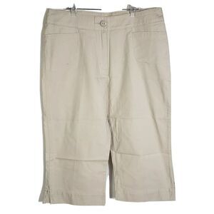 Woolrich Womens Capris Size 10 Cropped Pants Stone Beige Stretch Pockets High